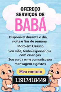 Babá em Osasco com experiência (disponível)